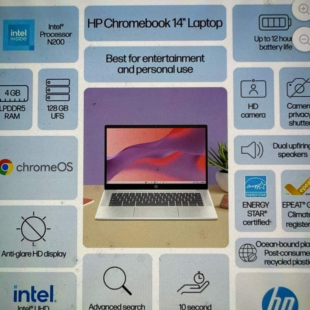 HP Chromebook 14" Laptop - White and Black